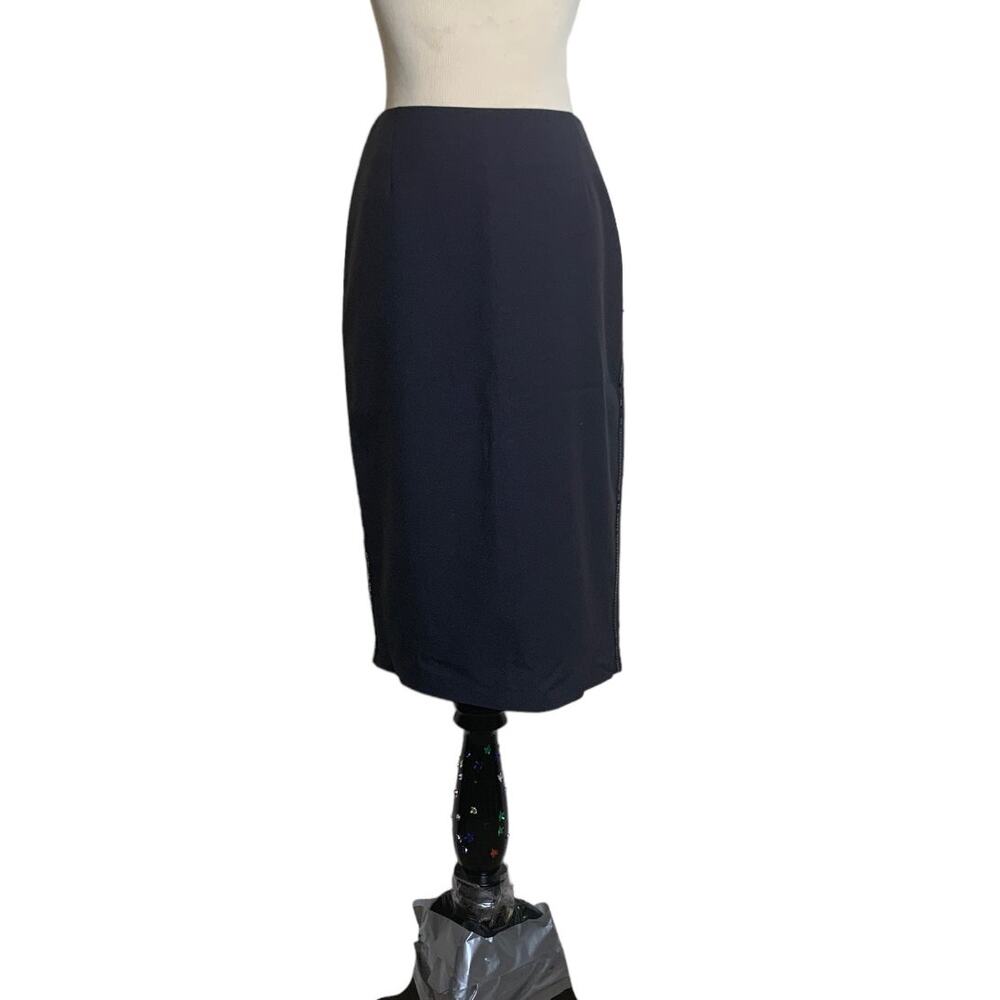Sisley black lined of sequins on the side pencil skirt size 44 - Med